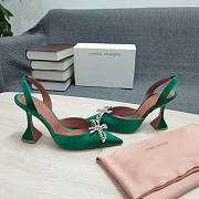AMINA MUADDI Green satin pumps crystal bow - 6
