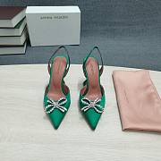 AMINA MUADDI Green satin pumps crystal bow - 5