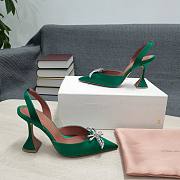 AMINA MUADDI Green satin pumps crystal bow - 4