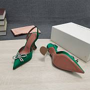 AMINA MUADDI Green satin pumps crystal bow - 3