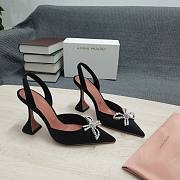 AMINA MUADDI Black satin pumps crystal bow - 1