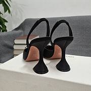 AMINA MUADDI Black satin pumps crystal bow - 6