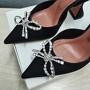 AMINA MUADDI Black satin pumps crystal bow - 5