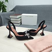 AMINA MUADDI Black satin pumps crystal bow - 4