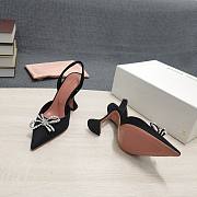 AMINA MUADDI Black satin pumps crystal bow - 2