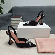 AMINA MUADDI Black satin pumps crystal bow - 3