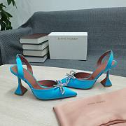 AMINA MUADDI Light Blue satin pumps crystal bow - 5