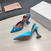 AMINA MUADDI Light Blue satin pumps crystal bow - 3