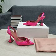 AMINA MUADDI Pink satin pumps crystal bow - 5