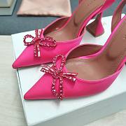 AMINA MUADDI Pink satin pumps crystal bow - 4