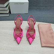 AMINA MUADDI Pink satin pumps crystal bow - 3