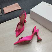 AMINA MUADDI Pink satin pumps crystal bow - 2