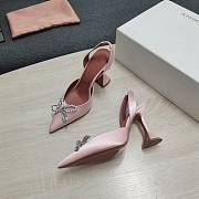 AMINA MUADDI Light Pink satin pumps crystal bow - 5