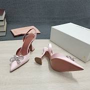 AMINA MUADDI Light Pink satin pumps crystal bow - 3