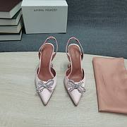 AMINA MUADDI Light Pink satin pumps crystal bow - 2