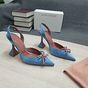 AMINA MUADDI Pink satin pumps blue crystal bow - 1