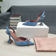AMINA MUADDI Pink satin pumps blue crystal bow - 5