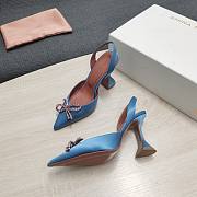 AMINA MUADDI Pink satin pumps blue crystal bow - 2