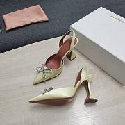 AMINA MUADDI Sand satin pumps crystal bow - 3