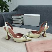 AMINA MUADDI Sand satin pumps crystal bow - 4