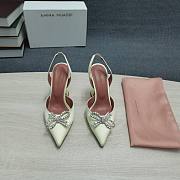 AMINA MUADDI Sand satin pumps crystal bow - 2