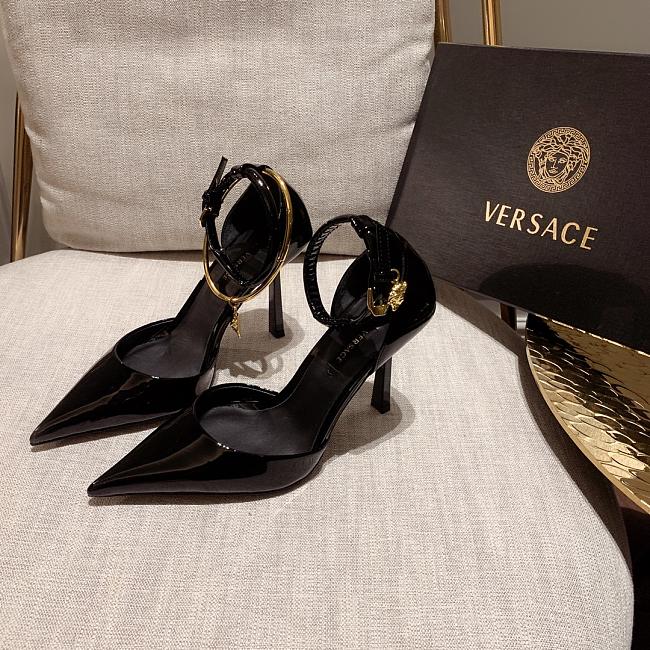 Versace Safety Pin Pumps Black Gold Chains - 1
