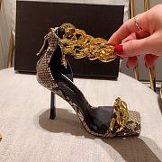 Versace Safety Medusa Leopard Sandal Heels Chain - 6