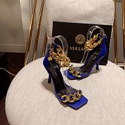 Versace Safety Medusa Blue Sandal Heels Chain - 4
