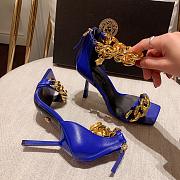 Versace Safety Medusa Blue Sandal Heels Chain - 3