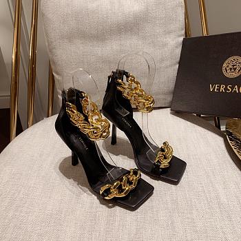 Versace Safety Medusa Black Sandal Heels Chain