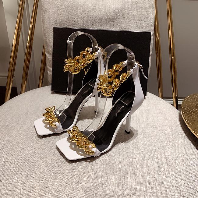 Versace Safety Medusa White Sandal Heels Chain - 1