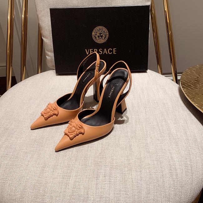 Versace La Medusa Beige Slingback Pumps Heels  - 1