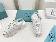 Prada Foam Logo Patch Round Toe Sandals White  - 4