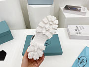 Prada Foam Logo Patch Round Toe Sandals White  - 6