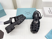 Prada Foam Logo Patch Round Toe Sandals Black - 5