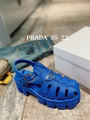 Prada Foam Logo Patch Round Toe Sandals Blue - 4