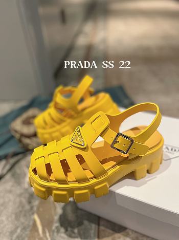 Prada Foam Logo Patch Round Toe Sandals Yellow