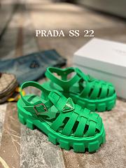 Prada Foam Logo Patch Round Toe Sandals Green - 2