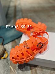 Prada Foam Logo Patch Round Toe Sandals Orange - 6