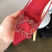 RV Bouquet Strass Pearl Buckle Pumps in Satin Red - 3