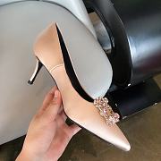 RV Bouquet Strass Pearl Buckle Pumps in Satin Nude - 3