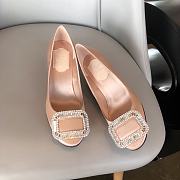 Belle Vivier Stone Buckle Pumps in Suede Beige - 1