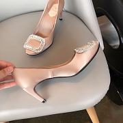 Belle Vivier Stone Buckle Pumps in Suede Beige - 5