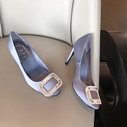 Belle Vivier Stone Buckle Pumps in Suede Light Purple  - 6