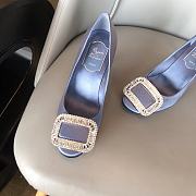 Belle Vivier Stone Buckle Pumps in Suede Light Purple  - 4