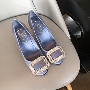 Belle Vivier Stone Buckle Pumps in Suede Light Purple  - 3