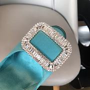 Belle Vivier Stone Buckle Pumps in Suede Blue - 3