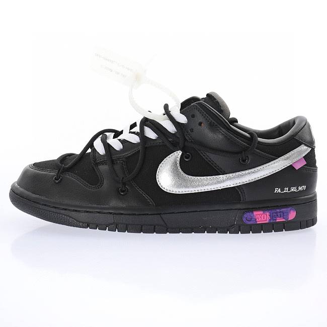 Off-White x Nike SB Dunk Low The 50 Black Metallic Silver DM1602-001 - 1
