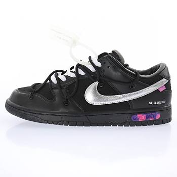 Off-White x Nike SB Dunk Low The 50 Black Metallic Silver DM1602-001