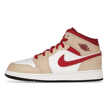 Air Jordan 1 Mid Beige Red (GS) 554725-201
